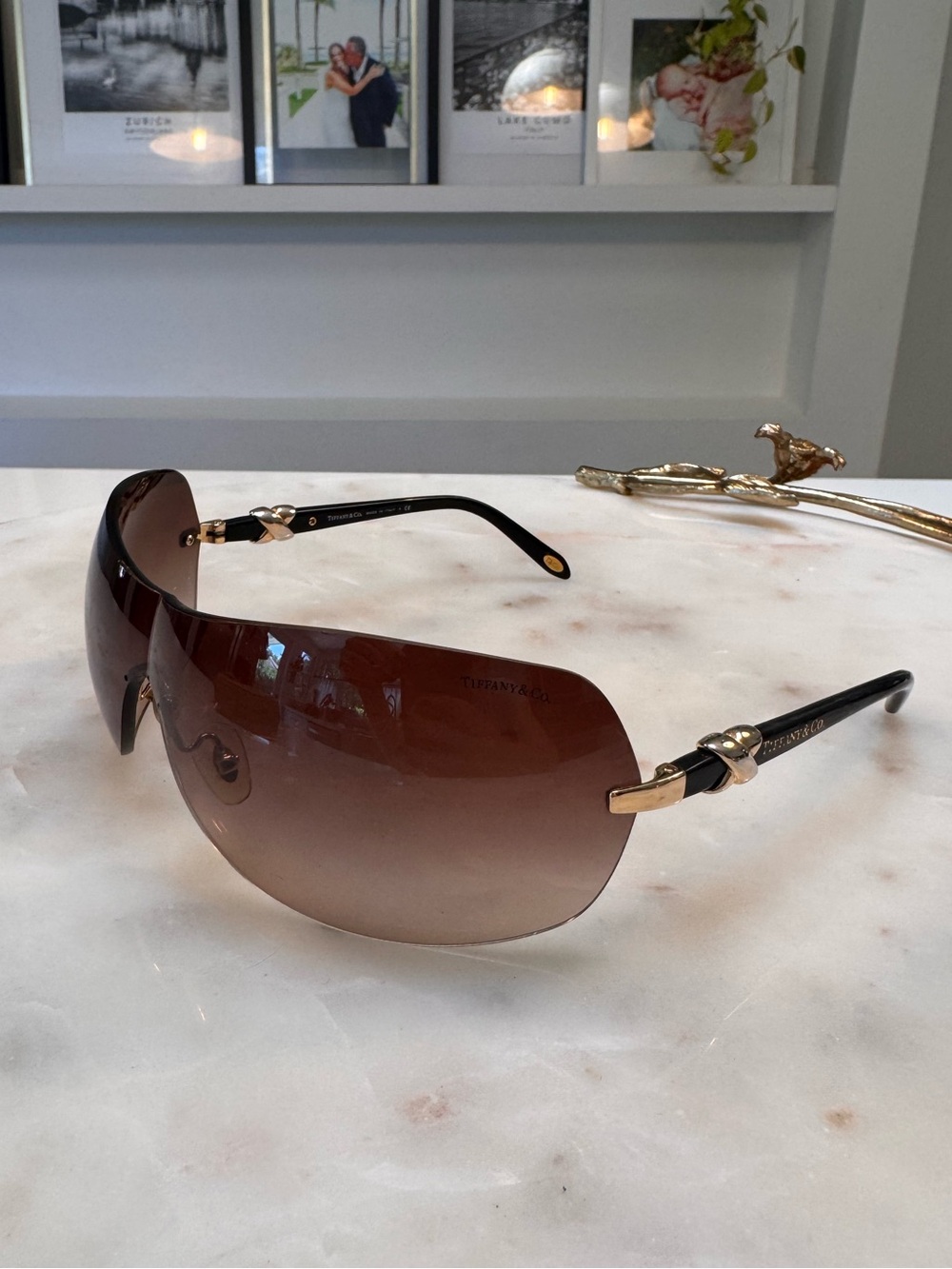 Tiffany & Co. Women's Gradient Brown Rimless Shield Sunglasses